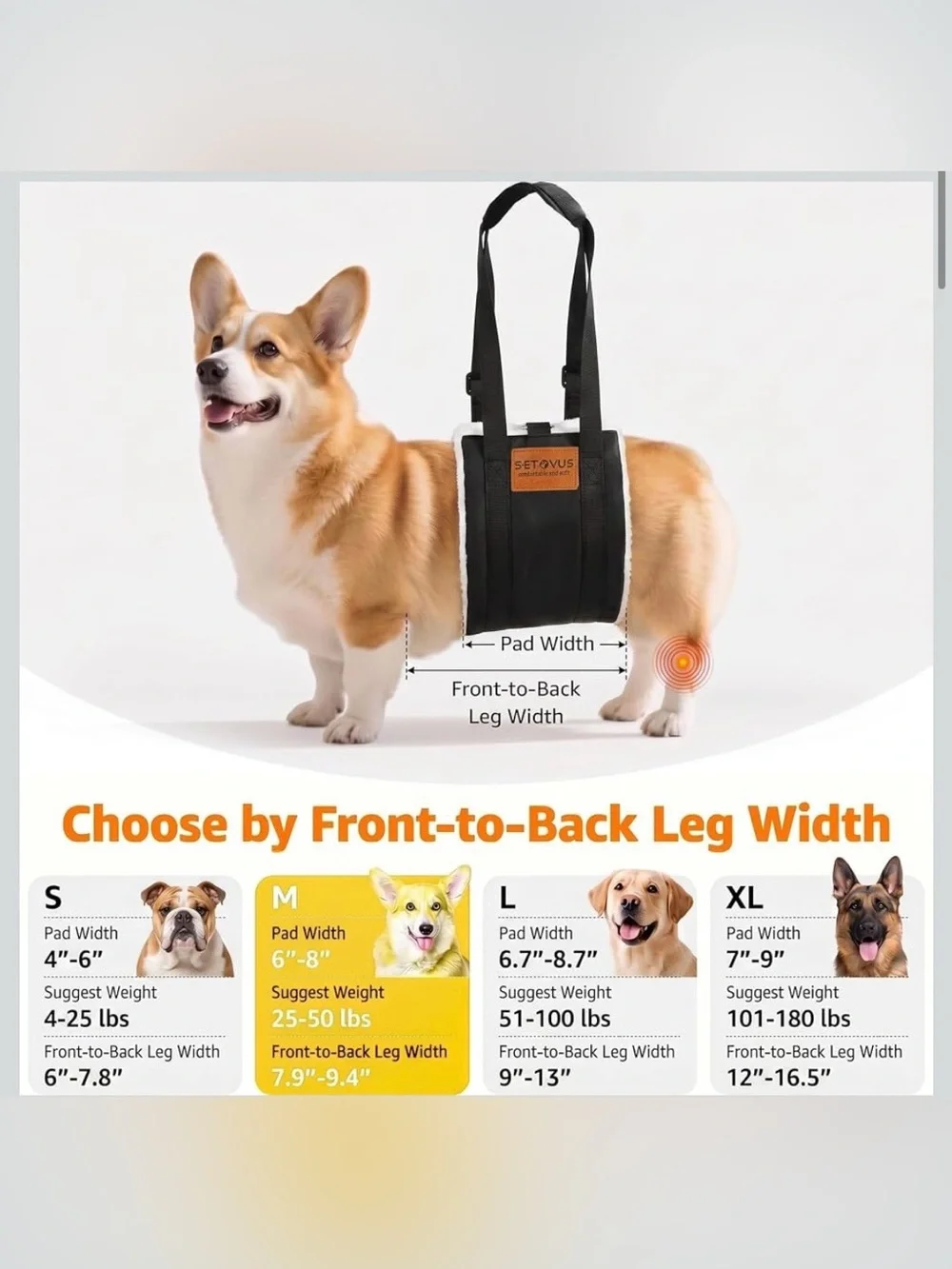 S-ETOVUS Adjustable Dog Lifting Harness, Large Ultra-soft, Strong and Durable, P